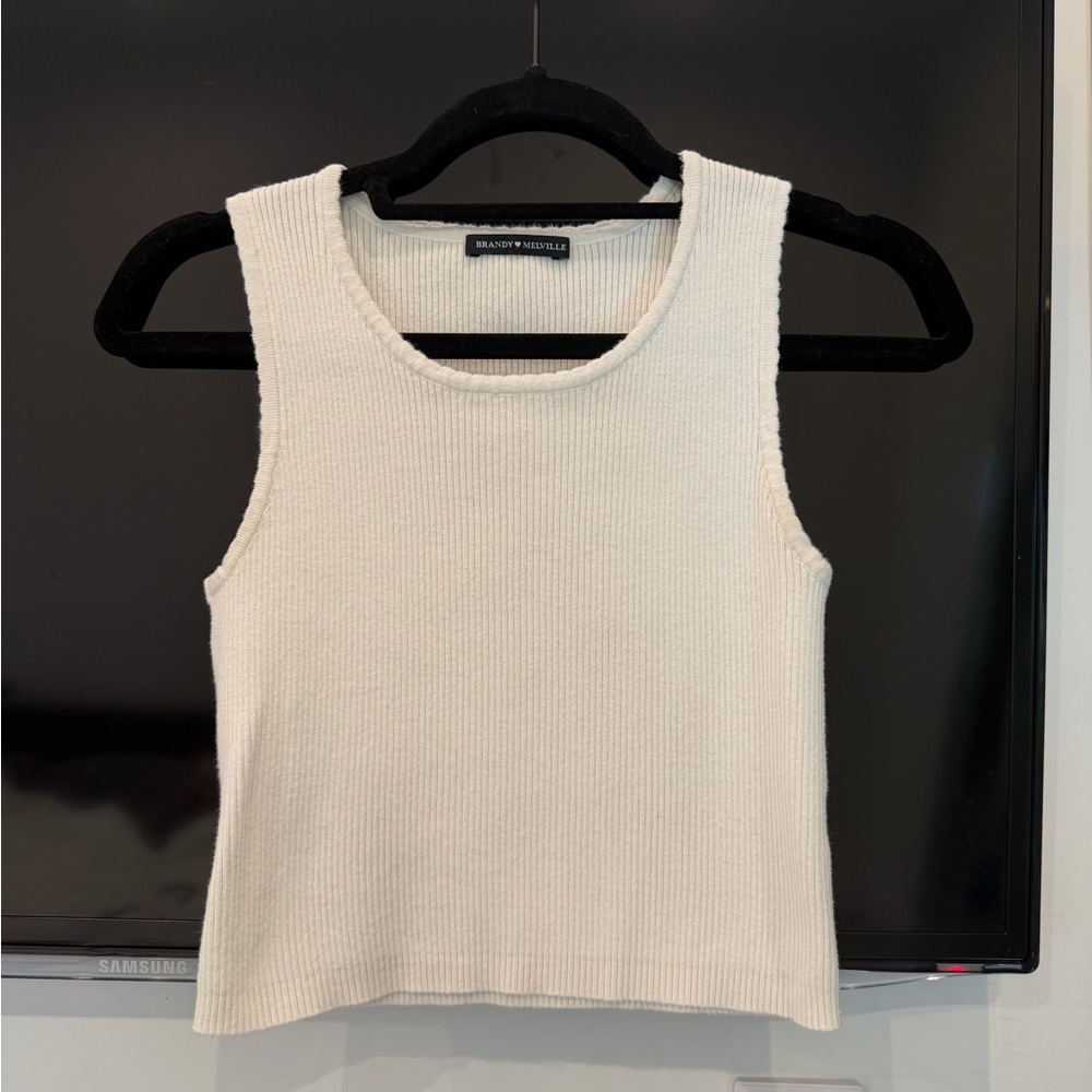 Brandy Melville White Ribbed Tank Top